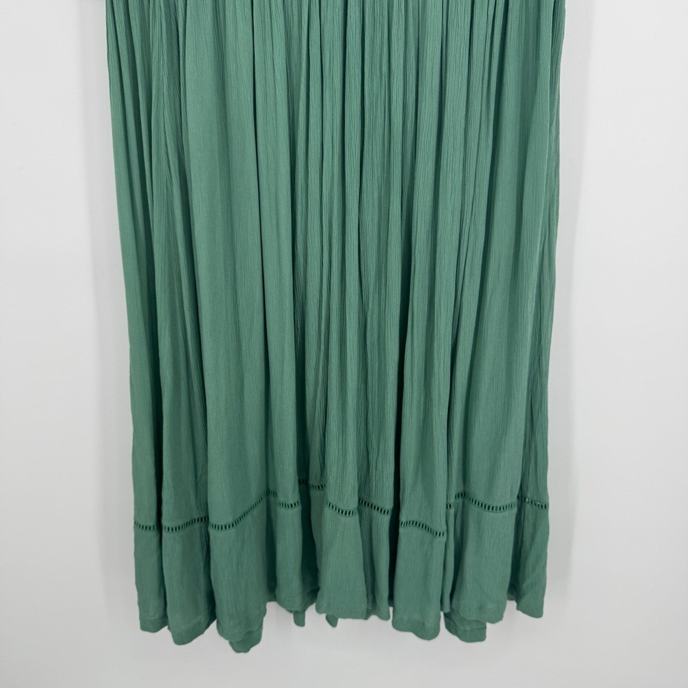 Free People Beach Comber Dress Medium Green Embroidered Boho Peasant Cottage - Picture 8 of 12